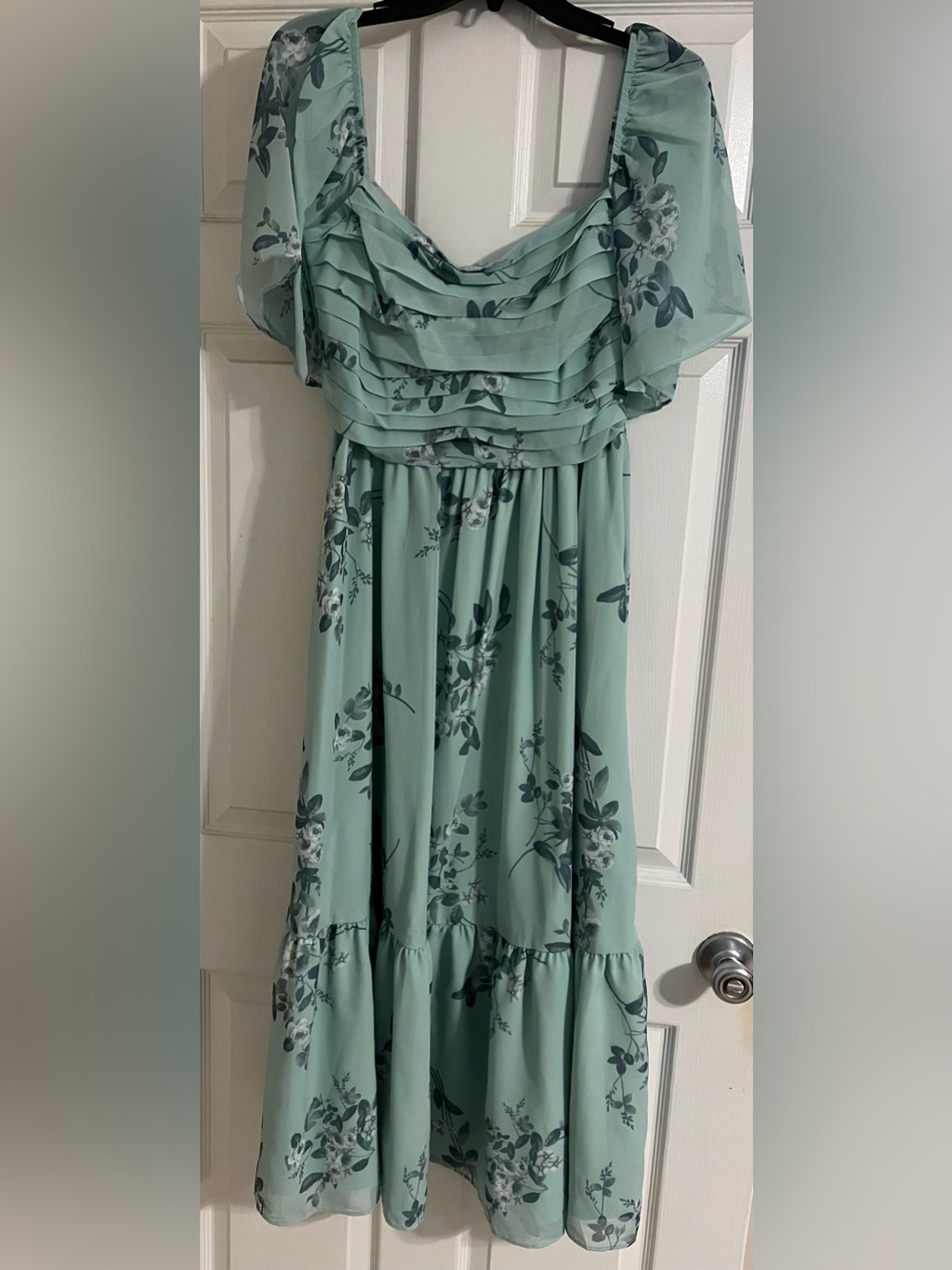 Floral Ruffle Mint Green Women's Dress